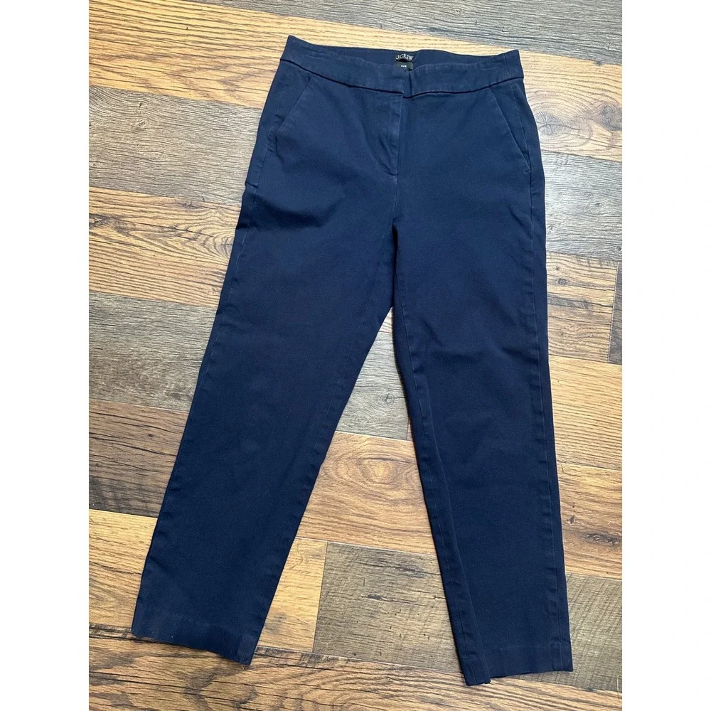 J.Crew Kate Straight Leg Pants Navy Blue Chino Trousers Womens Size 4 Office